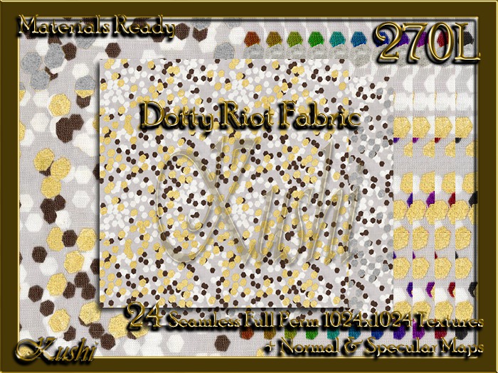 Dotty Riot Fabric Seamless Textures Materials Ready Full Perms 1024x1024