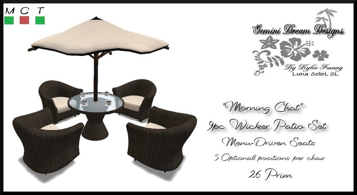 *GDD* "Morning Chat" Wicker Patio Set - Cream