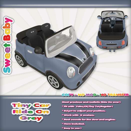 Sweet Baby - Tiny Car Ride On - Grey