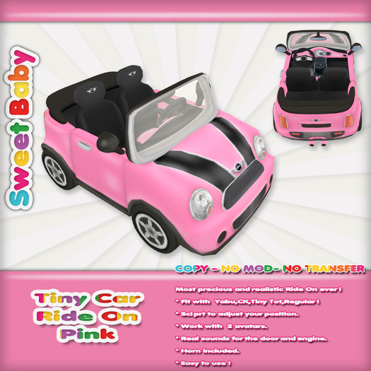 Sweet Baby - Tiny Car Ride On - Pink