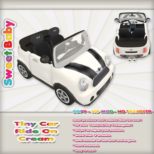Sweet Baby - Tiny Car Ride On - Cream