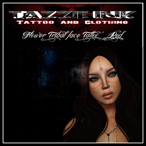 Tazzie Ink ~ Tribal Face Tattoo ~ Flower (Red)