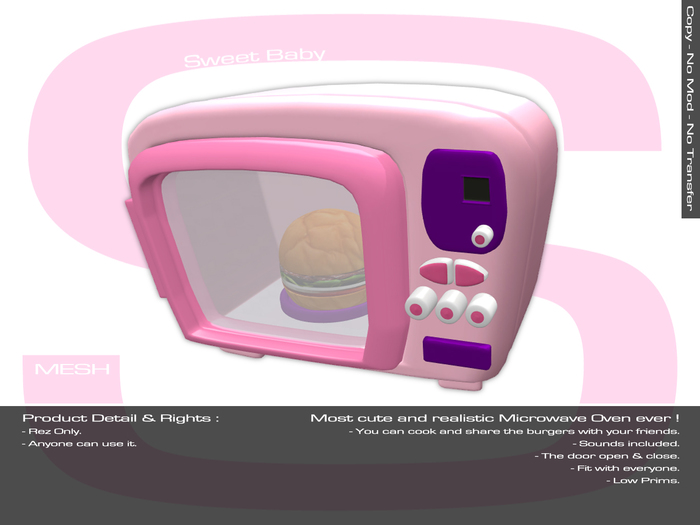 Second Life Marketplace Sweet Baby Playset Microwave Oven Pinky