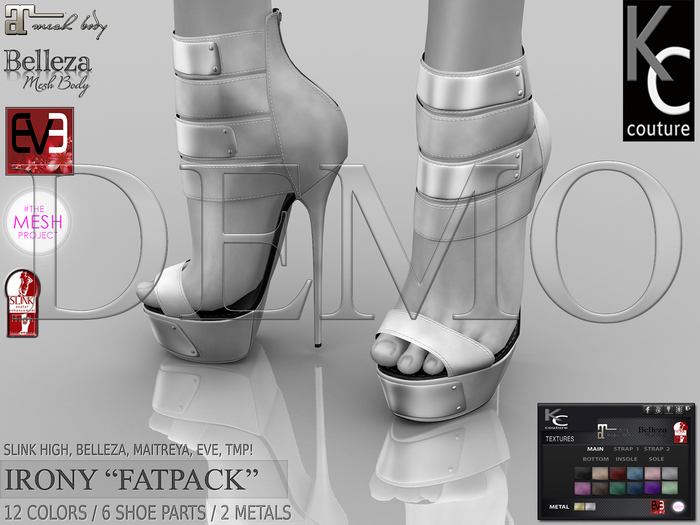 *DEMO* .:KC:. IRONY Heels for Slink, Maitreya, Belleza, Eve,TMP