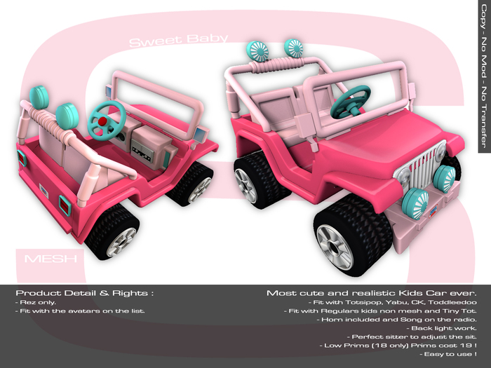 Sweet Baby - Kid Car Mesh Bright Pink