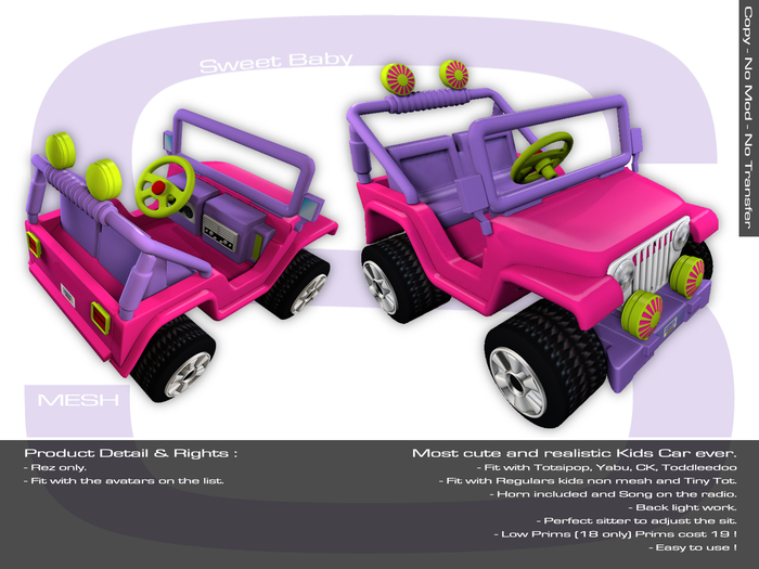 Sweet Baby - Kid Car Mesh Purple Pink