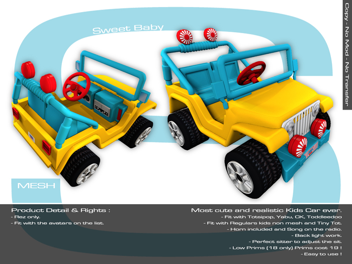 Sweet Baby - Kid Car Mesh Yellow Blue