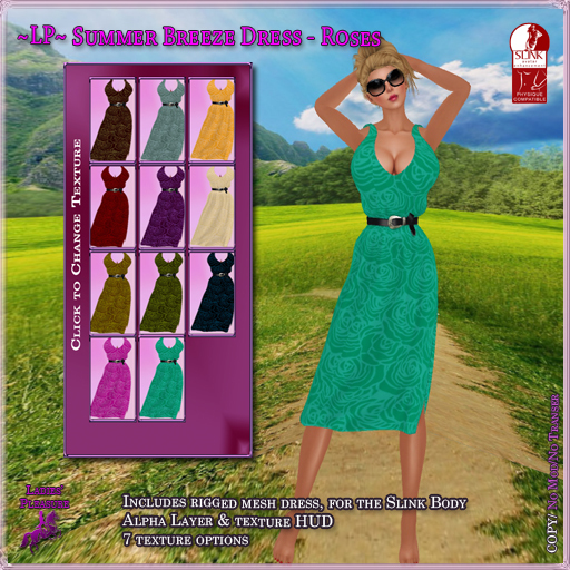 ~LP~ Summer Breeze Dress (Boxed) Texture Scripted Roses for the Slink Physique Mesh Body