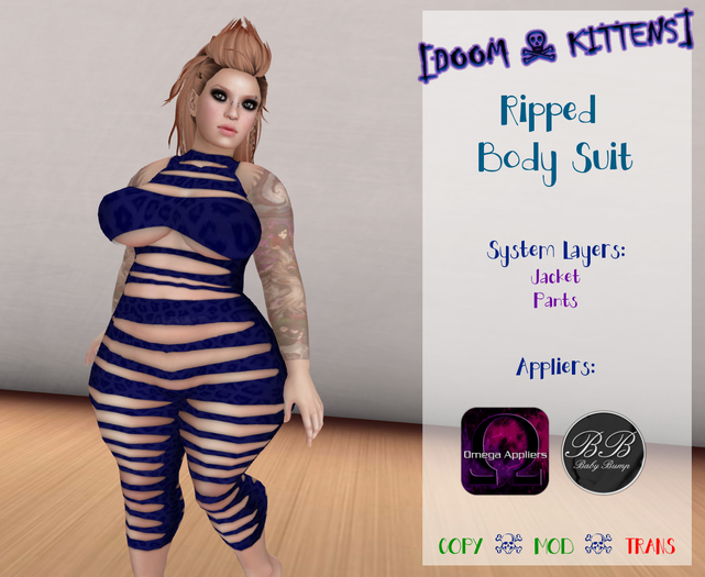 [DK] Ripped Body Suit Blue