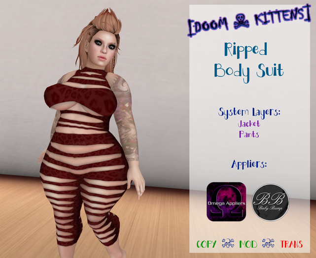 [DK] Ripped Body Suit Red