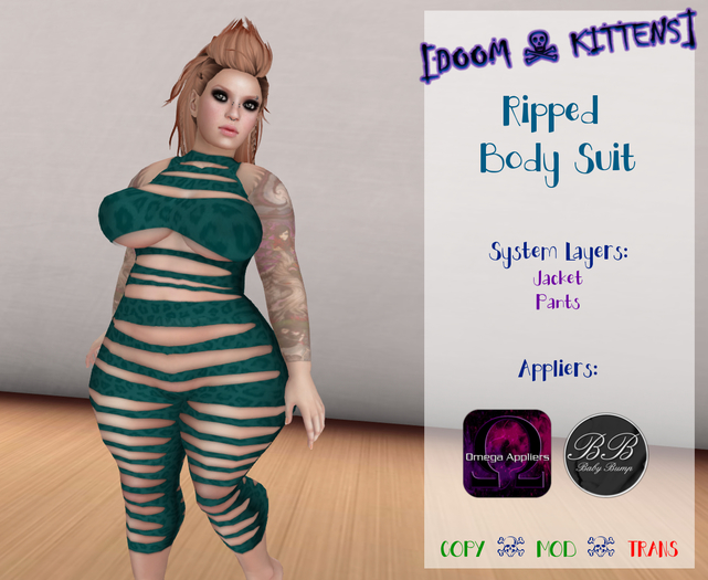 [DK] Ripped Body Suit Blue