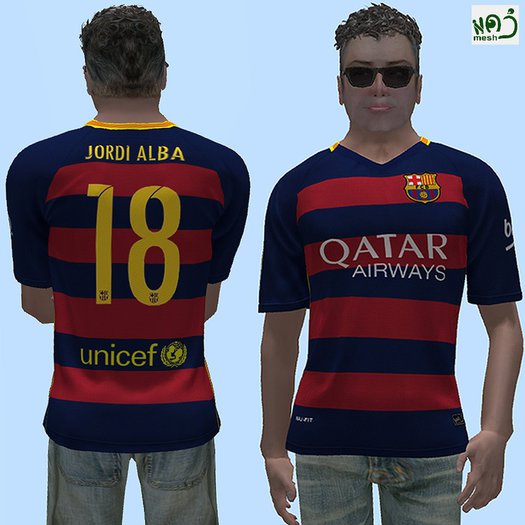 ウェア JORDI ALBA #18 FC Barcelona 2015/16  Second Life Marketplace - BARCELONA 15/16 - JORDI ALBA 18 (MESH)