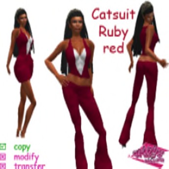 Rubyqu33 Second Life Second Life Marketplace - ♀ CATSUIT RUBY RED - Womans Mix & Match Outfit ♀