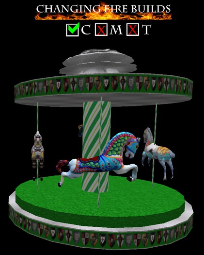 AP - Green and Silver Horse Carousel Music Box