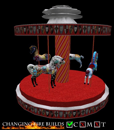 AP - Red and Silver Horse Carousel Music Box