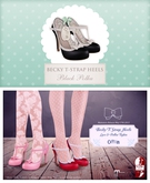  The Secret Store - Becky T-Strap Heels - Black Polka 