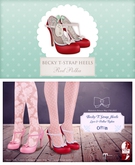  The Secret Store - Becky T-Strap Heels - Red Polka 