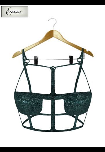 *[Eclat]* Black Damask Harness Top_Aqua
