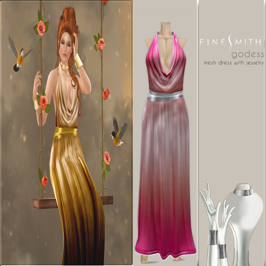 FINESMITH Godess pink- mesh dress and jewelry