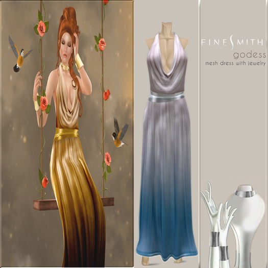 FINESMITH Godess sky- mesh dress and jewelry