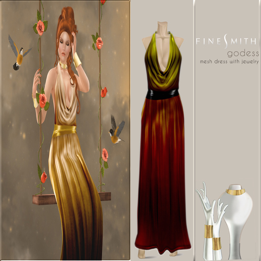 FINESMITH Godess sundown- mesh dress and jewelry