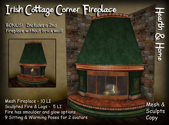 ~H&H~ Irish Cottage Fireplace - Boxed
