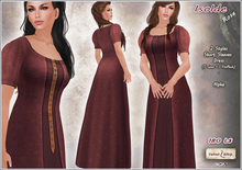 [V/W] Isolde Dress Rose - Classic & Fitted Mesh Medieval fantasy, classic everyday long dress in 2 styles