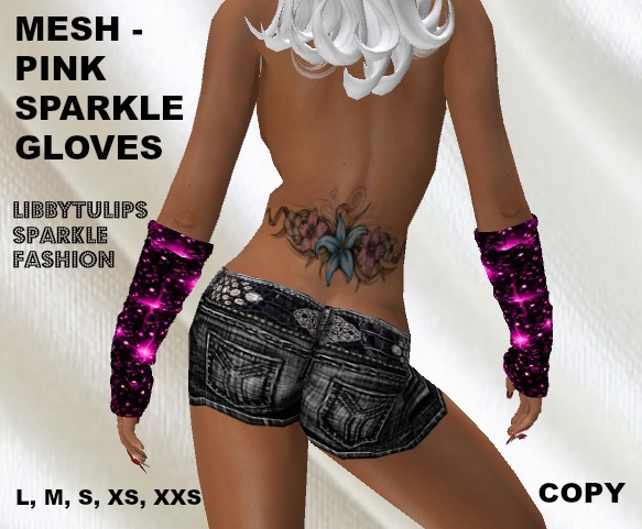 * Pink Sparkle Gloves - Mesh