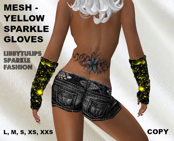 * Yellow Sparkle Gloves - Mesh