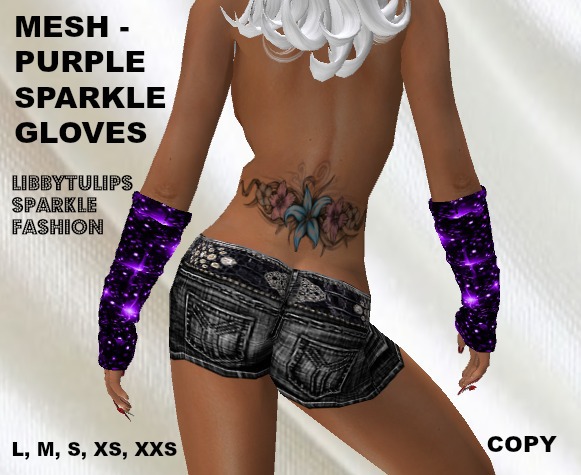 * Purple Sparkle Gloves - Mesh