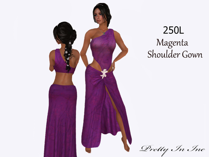 Magenta Shoulder Gown