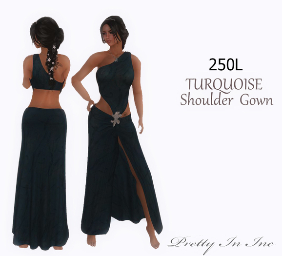 Turquoise Shoulder Gown