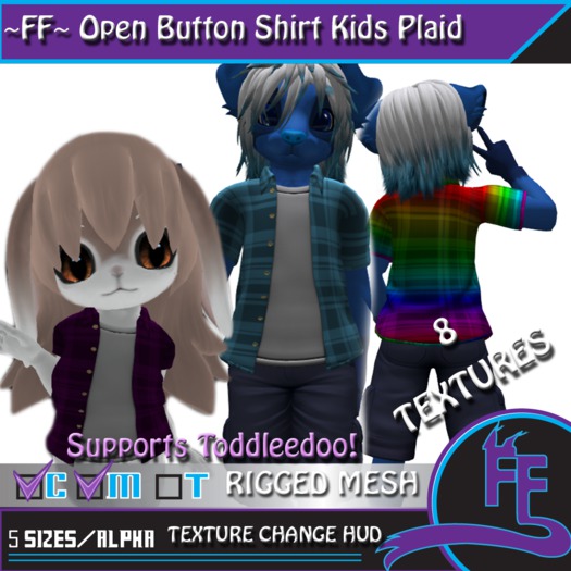 ~FF~Open Button Shirt Plaid Kids