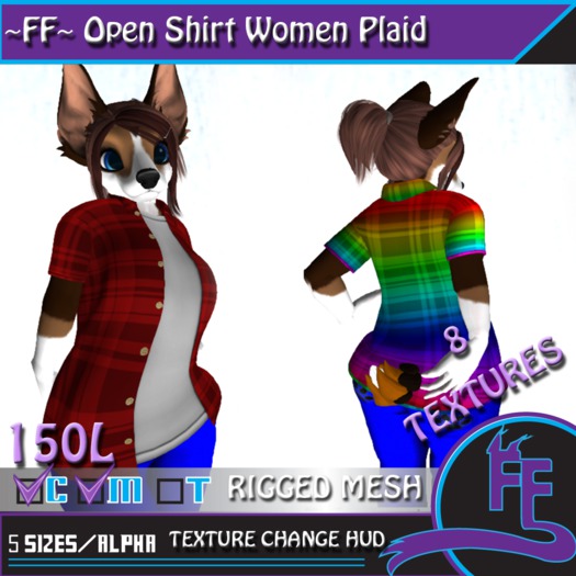 ~FF~Open Button Shirt Plaid Womens