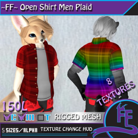 ~FF~Open Button Shirt Plaid Men