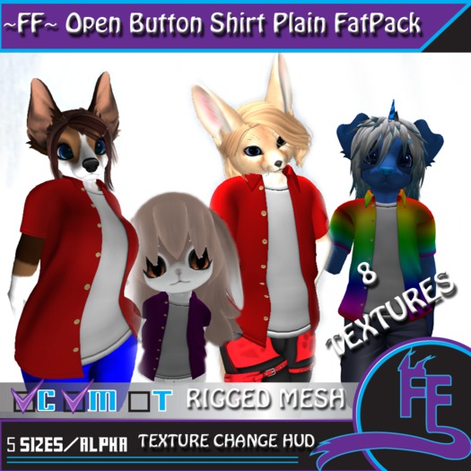 ~FF~Open Button Shirt Plain FatPack