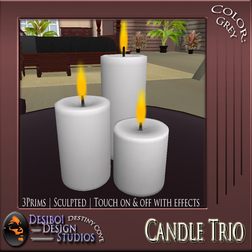 Pillar Trio Candles - Grey