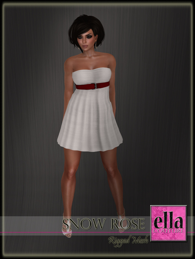 {eC} Snow Rose Strapless Belted Mini 