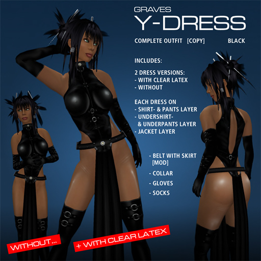 GRAVES Y-Dress - Black - leather latex