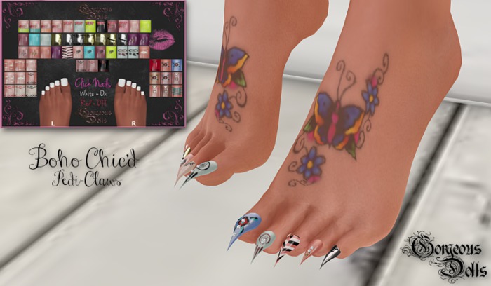 !~GD~Boho Chic'd(Claws/PEDI) - Slink Mesh feet (ALL)
