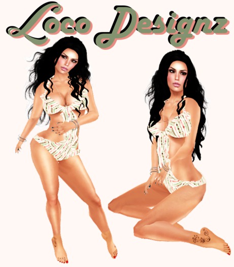 ::LD:: Green Pink Yellow Brown Polka Dot Bandeau Bikini [BOXED]