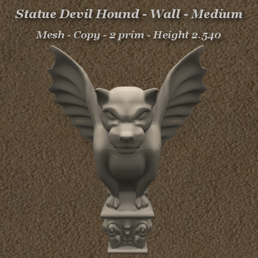 Statue Devil Hound Wall Med