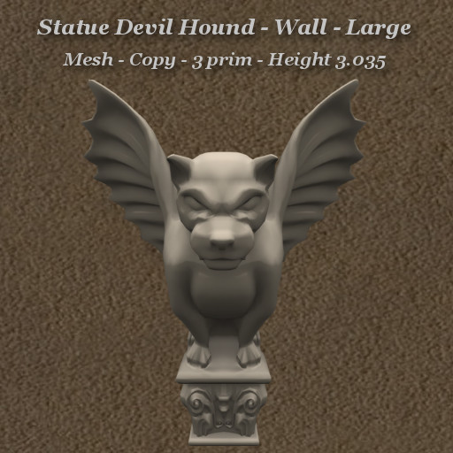 Statue Devil Hound Wall Lge