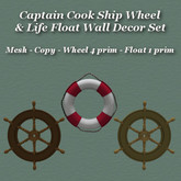 Captain Cook Ship Wheel & Life Float Wall Decor Set