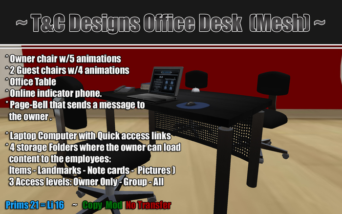 T&C Designs Office Desk  (Mesh) Rezzer
