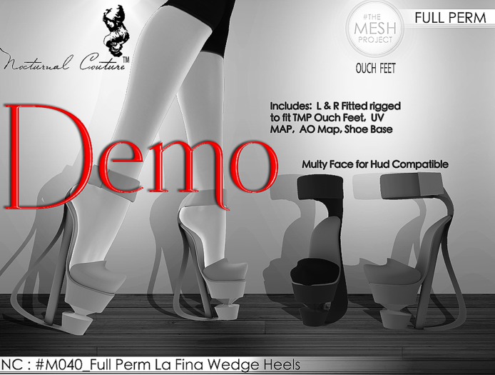 NC : #M040_DEMO La Fina Wedge Heels TMP Ouch Feet Only