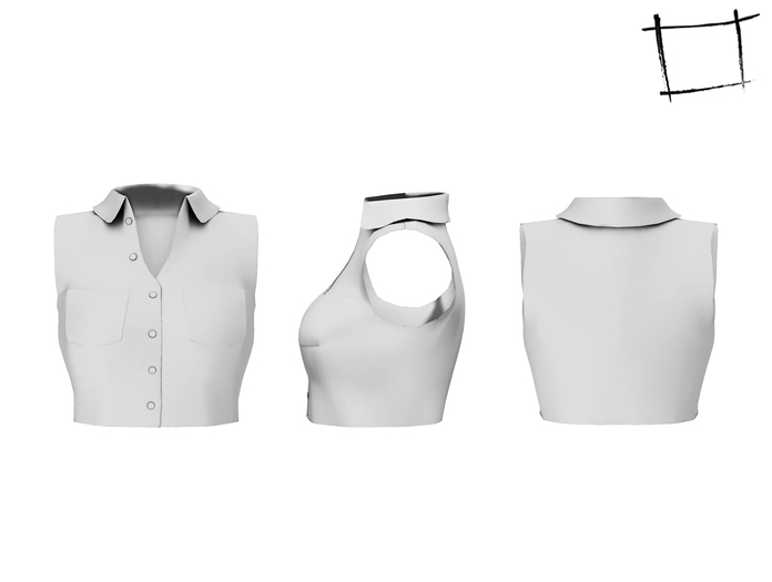 Full Perm Rigged Mesh Women's Sleeveless Crop Shirt