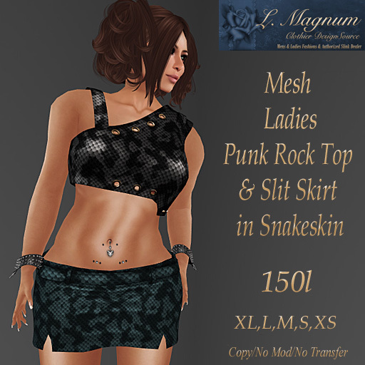 LMagnums Mesh Punk Rock Outfit in Snake - Aqua & Charcoal