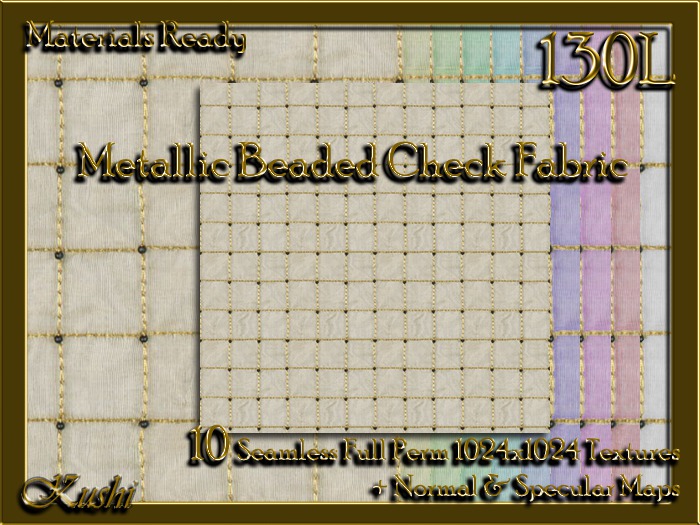 Metallic Beaded Check Fabric Seamless Textures Materials Ready Full Perms 1024x1024 & 512x512