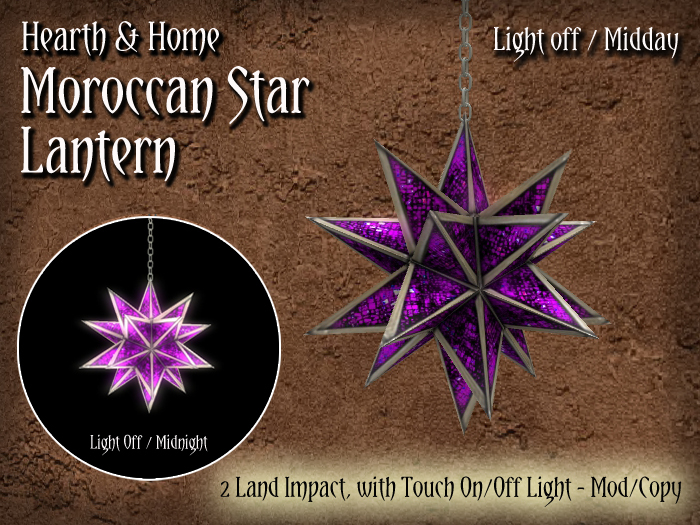 ~H&H~ Moroccan Star Lantern - Purple